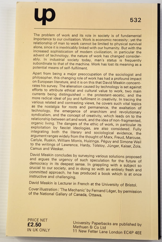 Man & Work; Literature and Culture in Industrial Society - David Meakin