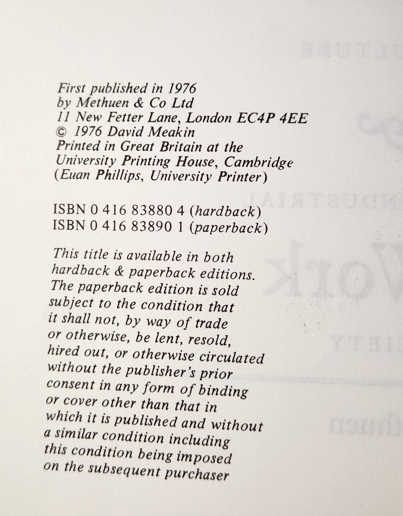 Man & Work; Literature and Culture in Industrial Society - David Meakin